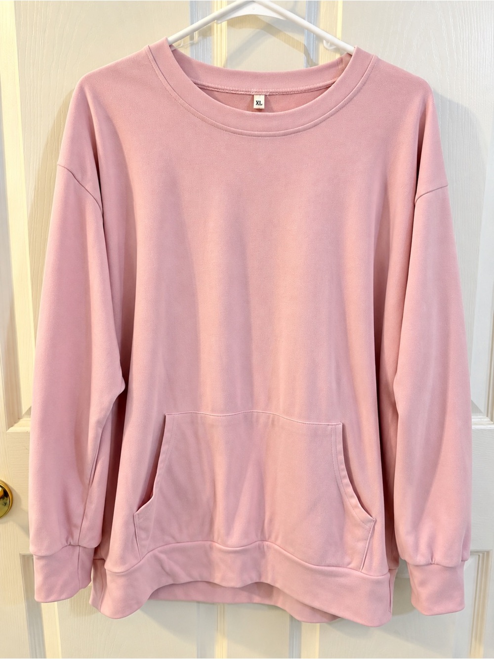 Pink Oversized Crewneck Sweatshirt XL Kangaroo Pocket